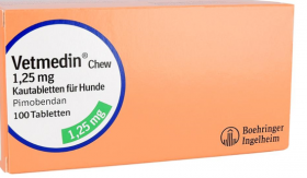 Vetmedin Chew 1,25 mg Kautabletten Hunde 100 STK Veterinärmedizin / Tierheilkunde - Apotheke Gföhl